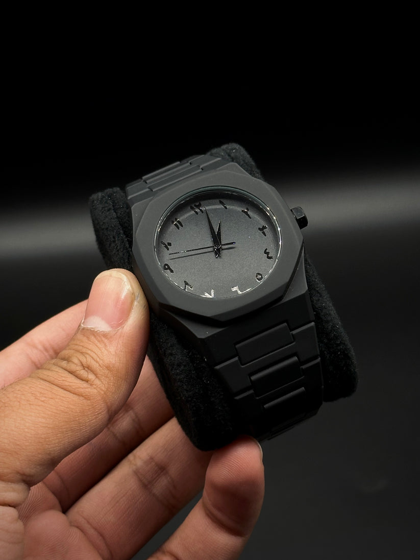 Black Aura Arabic Dial Steel Watch Water Proof